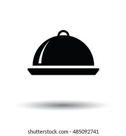 Restaurant  cloche icon. White background with shadow design. Vector illustration.