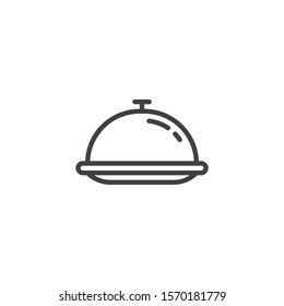 Restaurant cloche line icon. linear style sign for mobile concept and web design. Food tray outline vector icon. Symbol, logo illustration. Vector graphics