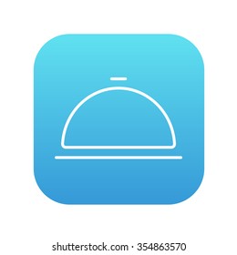 Icono de la línea de cierre de restaurantes para web, móviles e infografías. Icono de blanco vector en el cuadrado de gradiente azul con esquinas redondeadas aisladas en fondo blanco.