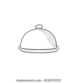 Restaurant cloche vector sketch icon isolated on background. Hand drawn Restaurant cloche icon. Restaurant cloche sketch icon for infographic, website or app.