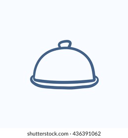 Restaurant cloche vector sketch icon isolated on background. Hand drawn Restaurant cloche icon. Restaurant cloche sketch icon for infographic, website or app.