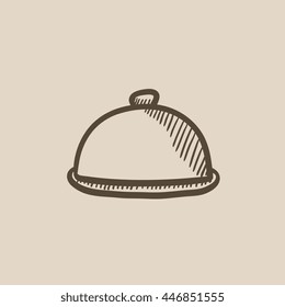 Restaurant cloche vector sketch icon isolated on background. Hand drawn Restaurant cloche icon. Restaurant cloche sketch icon for infographic, website or app.