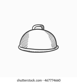 Restaurant cloche vector sketch icon isolated on background. Hand drawn Restaurant cloche icon. Restaurant cloche sketch icon for infographic, website or app.