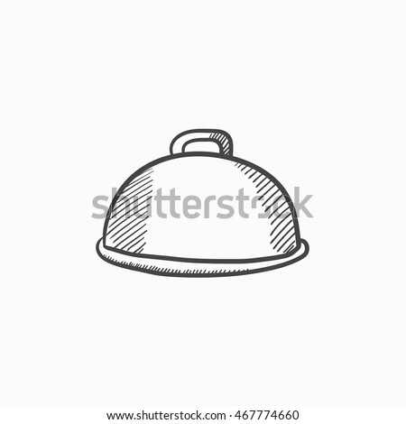 Restaurant cloche vector sketch icon isolated on background. Hand drawn Restaurant cloche icon. Restaurant cloche sketch icon for infographic, website or app.