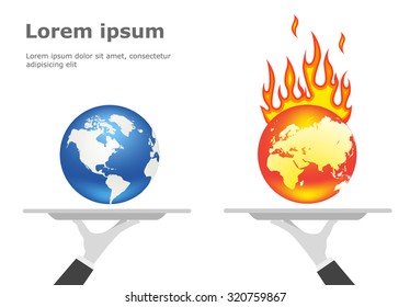 Restaurant cloches in hands the waiters. vector illustration