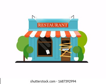 Restaurant  is closed/bankrupt. Flat design modern vector business concept.