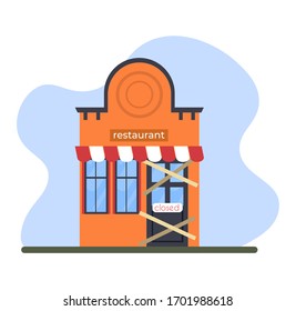 Restaurant is closed/bankrupt. Flat design modern vector business concept. Vector illustration