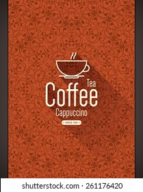 El diseño del restaurante o de la cafetería. Plantilla de folleto de vectores para café, café, té, restaurante, bar. Logotipo de comida y bebida. Símbolos del café. Diseño de taza de café sobre fondo vintage