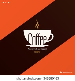 Restaurant or coffee house menu design. Vector brochure template for cafe, coffee house, tea, restaurant, bar. Food and drinks logotype. Coffee symbols. Coffee cup design on vintage background