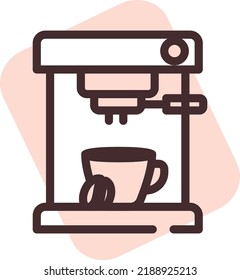 Restaurant coffee machine, illustration, vector on a white background.