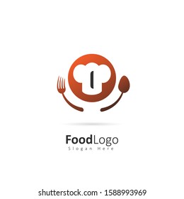 Restaurant or coffee shop logo with initial letter I, design vector symbol for restaurant or coffee shop template, food industry branding