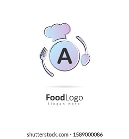 Restaurant or coffee shop logo with initial letter A,  design vector symbol for restaurant or coffee shop template,  food industry branding