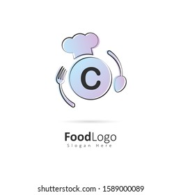 Restaurant or coffee shop logo with initial letter C, design vector symbol for restaurant or coffee shop template, food industry branding