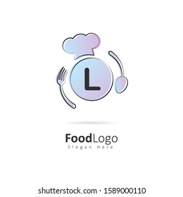 Restaurant or coffee shop logo with initial letter L, design vector symbol for restaurant or coffee shop template, food industry branding