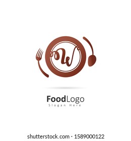 Restaurant or coffee shop logo with initial letter W, design vector symbol for restaurant or coffee shop template, food industry branding