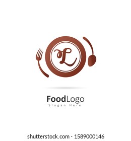 Restaurant or coffee shop logo with initial letter L, design vector symbol for restaurant or coffee shop template, food industry branding