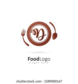 Restaurant or coffee shop logo with initial letter D, design vector symbol for restaurant or coffee shop template, food industry branding