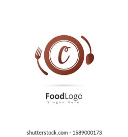 Restaurant or coffee shop logo with initial letter C, design vector symbol for restaurant or coffee shop template, food industry branding