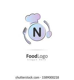 Restaurant or coffee shop logo with initial letter N, design vector symbol for restaurant or coffee shop template, food industry branding