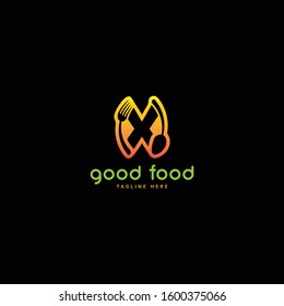 Restaurant or coffee shop logo with initial letter X, design vector symbol for restaurant or coffee shop template, food industry branding