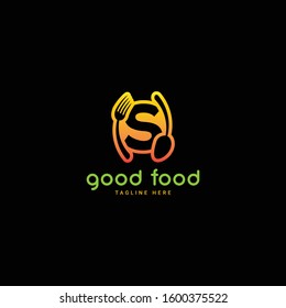 Restaurant or coffee shop logo with initial letter S, design vector symbol for restaurant or coffee shop template, food industry branding