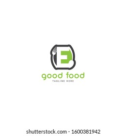 Restaurant or coffee shop logo with initial letter E, design vector symbol for restaurant or coffee shop template, food industry branding