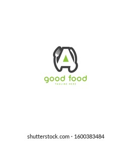 Restaurant or coffee shop logo with initial letter A, design vector symbol for restaurant or coffee shop template, food industry branding