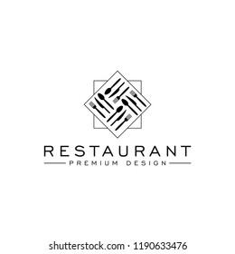 restaurant concept with fork knife and spoon logo icon vector template