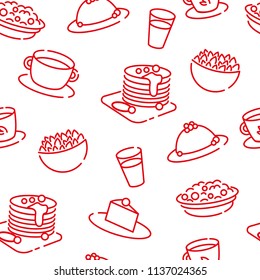 Restaurant concept  seamless pattern with   line icons