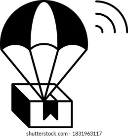 Restaurant controlled Food Cargo Vector Icon Design, Coronavirus contactless parcel delivery symbol on white background, Touchless Shipping Delivery Sign, Delivery robot concept,