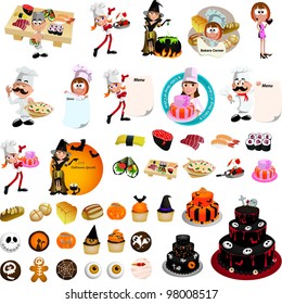 Restaurant & cooking graphic design elements for menu, wallpaper (vector)