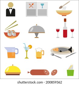 Restaurant and cooking Icon set, isolated on white