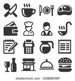 Restaurant , Cooking and Kitchen Icons Set. Vector