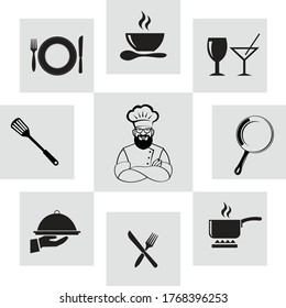 restaurant Cooking and kitchen icons. vector illustration
