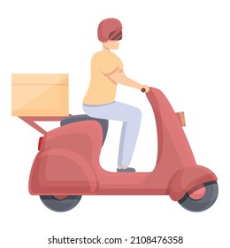 Restaurant courier icon cartoon vector. Delivery man. Food bike