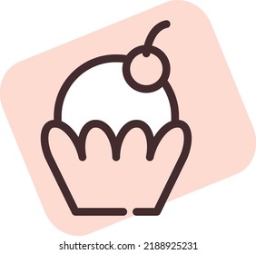 Restaurante cupcake, ilustración, vector sobre fondo blanco.