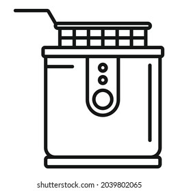 Restaurant Deep Fryer Icon Outline Vector. Fry Basket. Oil Electric Machine