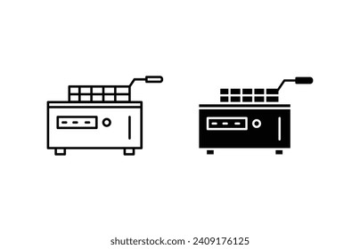 Restaurant Deep Fryer Icon Set. Vector Illustration