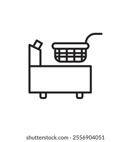 Restaurant deep fryer icon Thin line art collection
