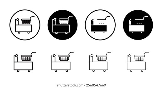 Restaurant deep fryer icon Thin line flat illustration