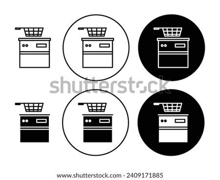 Restaurant Deep Fryer Vector Illustration Set. Electric Oil Basket sign suitable for apps and websites UI design style.