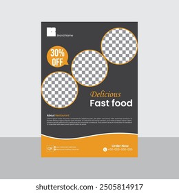 Restaurant delicious food fast food Menu modern food menu ,restaurant menu for fast food Flyer A4 size Vector template design. poster Design Template 