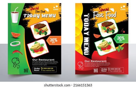 Restaurant Delicious food Flyer Design, Todays Menu Chinese Meal Cover, burger  fast food brochure, Hot Food Vector template, café and restaurant menu, food ordering Pizza, Burger Menu book poster