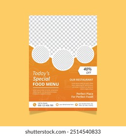 Restaurante Delicious food Flyer Design, Todays Menu Chinese Meal Cover, brochura de fast food hambúrguer, modelo Hot Food Vetor, café e menu de restaurante, compra de comida Pizza, Cartaz de livro Burger Menu.