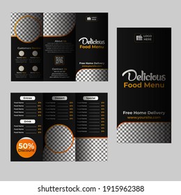 Restaurant Delicious Food Menu Trifold Brochure Design