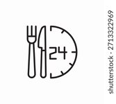 restaurant delivery 24 hours icon sign vector