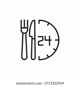 restaurant delivery 24 hours icon sign vector