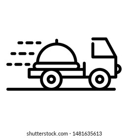 Restaurant delivery icon. Outline restaurant delivery vector icon for web design isolated on white background