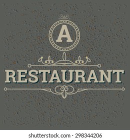 Restaurant Design Element in Vintage Style for Logotype, Label, Badge. 