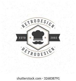 Restaurant Design Element in Vintage Style for Logotype, Label, Badge and other design. Chef Hat retro vector illustration.